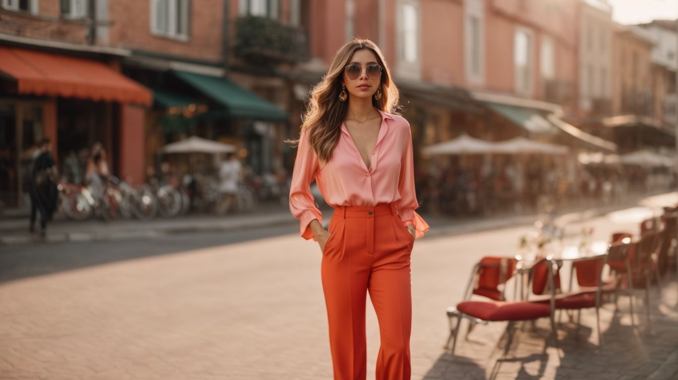 What goes with Fiery rose color pant?