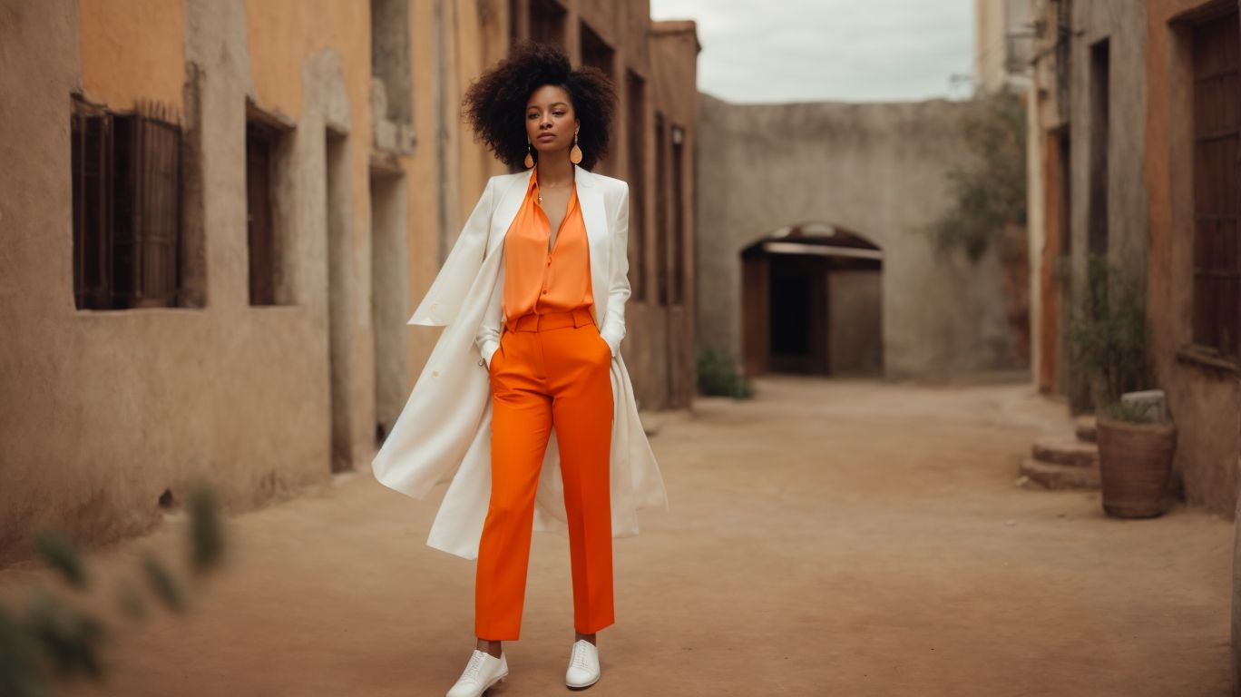 What goes with Vivid tangerine color pant?